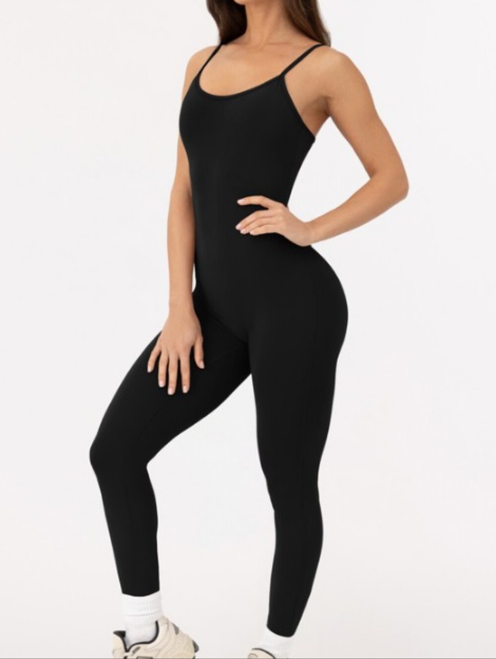 Pavoi Women's Navy Spaghetti-Strap Full-Length Workout Jumpsuit Lg